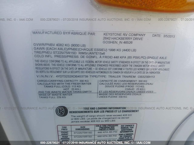 4YDT3232XDB453739 - 2013 KEYSTONE OUTBACK Unknown photo 9