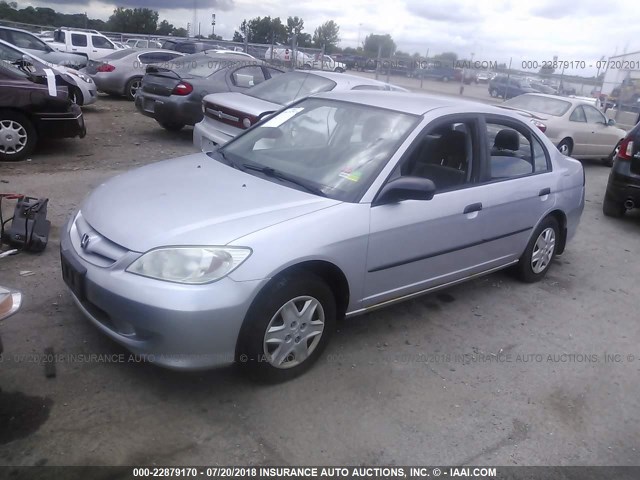 1HGES16304L004028 - 2004 HONDA CIVIC DX VP SILVER photo 2