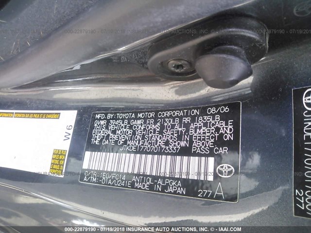 JTKDE177070173337 - 2007 TOYOTA SCION TC 灰色 照片 9