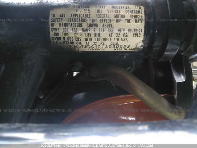 JKBVNCA10TA030023 - 1996 KAWASAKI VN800 ORANGE photo 10