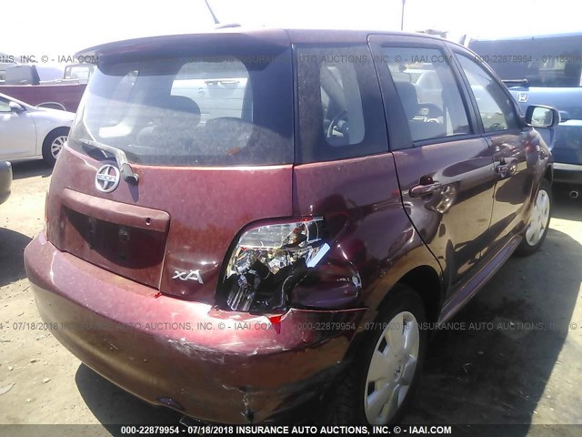 JTKKT624565007680 - 2006 TOYOTA SCION XA MAROON photo 4
