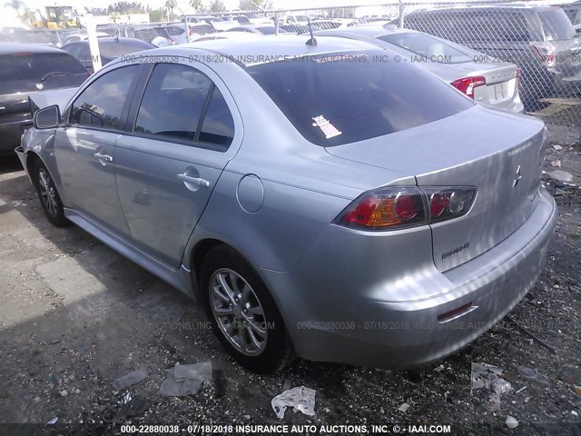 JA32U2FU4AU013605 - 2010 MITSUBISHI LANCER ES/ES SPORT SILVER photo 3