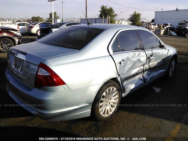 3FADP0L37AR318577 - 2010 FORD FUSION HYBRID Light Blue photo 4