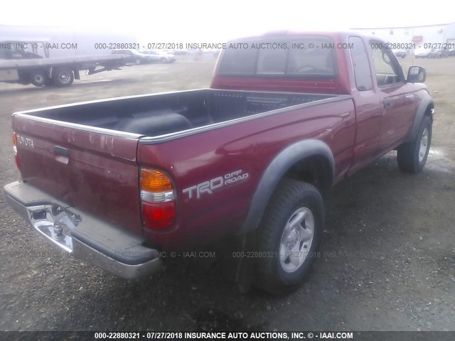 5TESN92N51Z817974 - 2001 TOYOTA TACOMA XTRACAB PRERUNNER RED photo 4