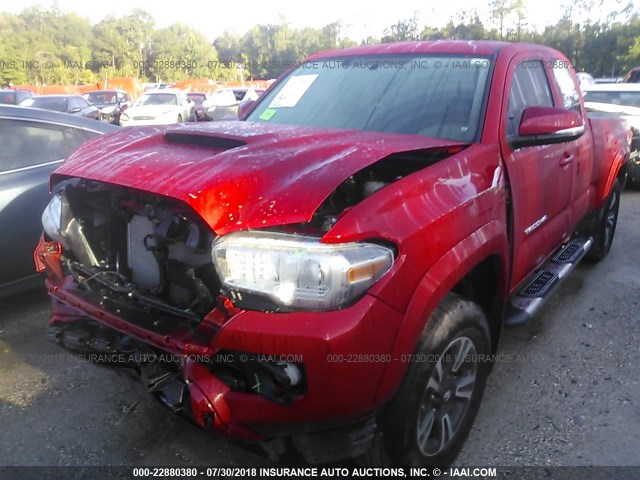 5TFSZ5AN4GX034627 - 2016 TOYOTA TACOMA ACCESS CAB/SR5/TRD SPT/OR RED photo 2