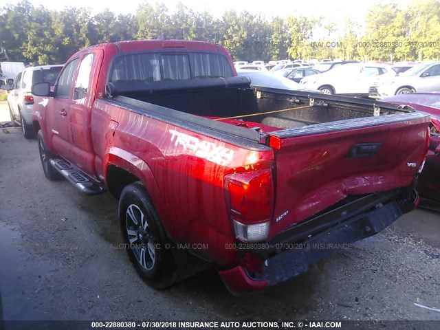 5TFSZ5AN4GX034627 - 2016 TOYOTA TACOMA ACCESS CAB/SR5/TRD SPT/OR RED photo 3