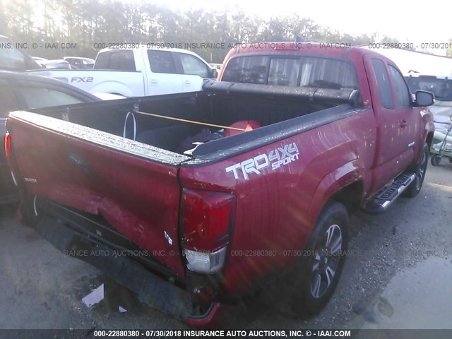 5TFSZ5AN4GX034627 - 2016 TOYOTA TACOMA ACCESS CAB/SR5/TRD SPT/OR RED photo 4