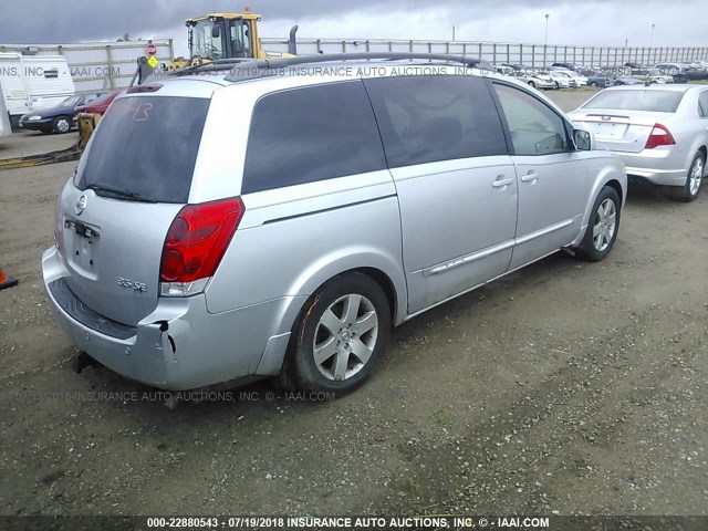 5N1BV28U94N351586 - 2004 NISSAN QUEST S/SE/SL SILVER photo 4