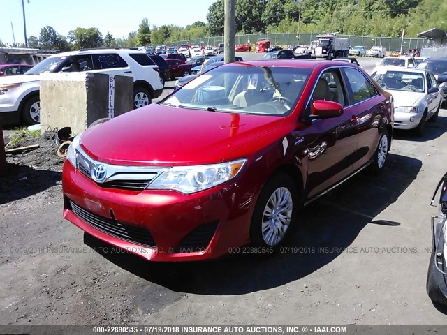 4T1BD1FK5EU125339 - 2014 TOYOTA CAMRY HYBRID/LE/XLE 红色 照片 2