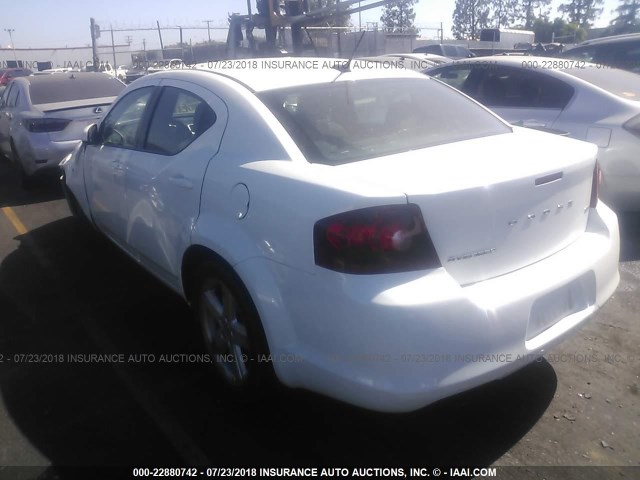 1C3CDZCBXDN679968 - 2013 DODGE AVENGER SXT WHITE photo 3