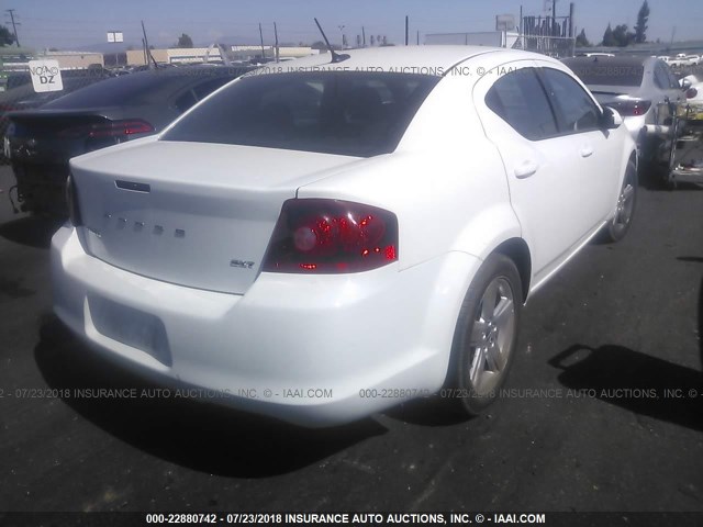 1C3CDZCBXDN679968 - 2013 DODGE AVENGER SXT WHITE photo 4