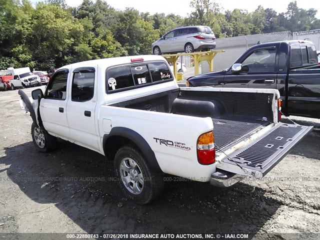 5TEHN72N31Z853662 - 2001 TOYOTA TACOMA DOUBLE CAB WHITE photo 3