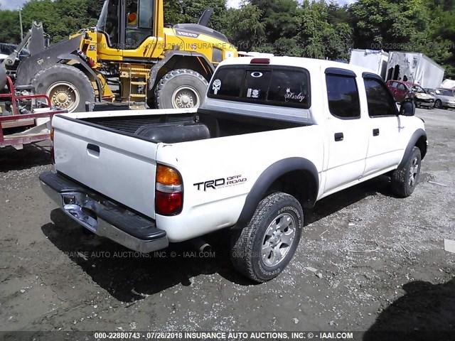 5TEHN72N31Z853662 - 2001 TOYOTA TACOMA DOUBLE CAB WHITE photo 4