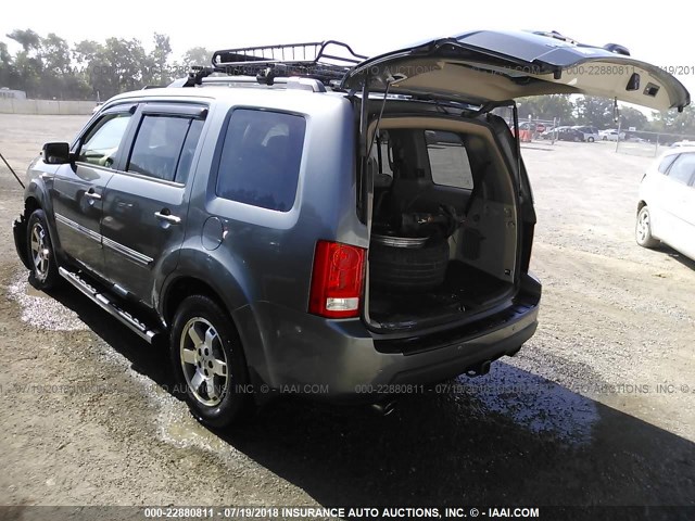 5FNYF38849B007397 - 2009 HONDA PILOT TOURING GRAY photo 3