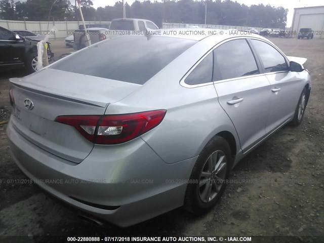 5NPE24AF4GH408461 - 2016 HYUNDAI SONATA SE SILVER photo 4