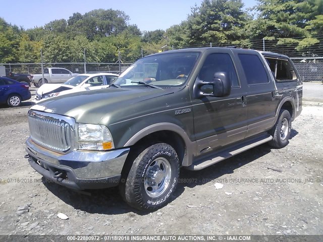1FMNU42S71ED04555 - 2001 FORD EXCURSION LIMITED GREEN photo 2