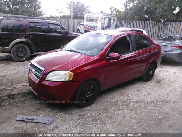 KL1TD56E19B600262 - 2009 CHEVROLET AVEO LS/LT RED photo 2