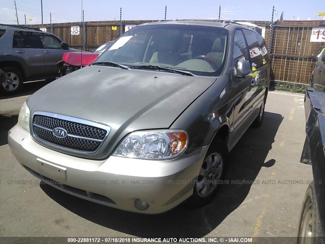 KNDUP131546528627 - 2004 KIA SEDONA EX/LX GREEN photo 2