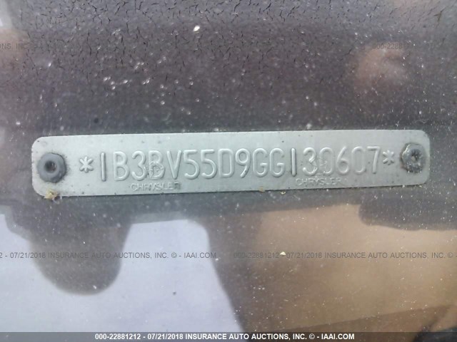 1B3BV55D9GG130607 - 1986 DODGE 600 SILVER photo 9