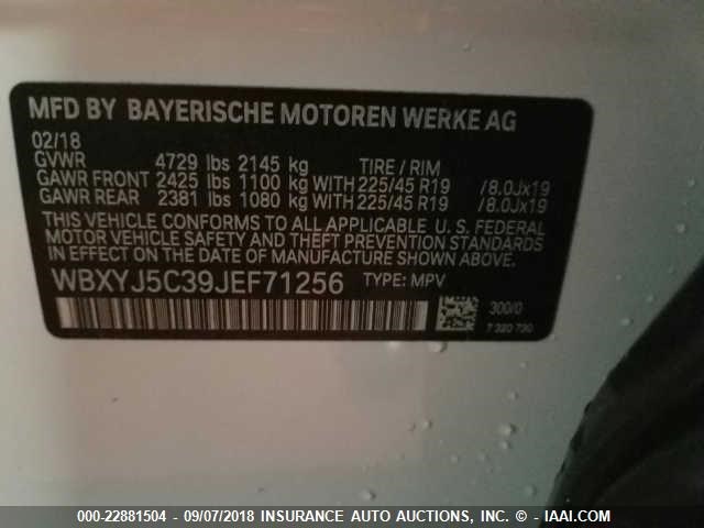 WBXYJ5C39JEF71256 - 2018 BMW X2 XDRIVE28I WHITE photo 9