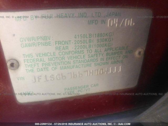 JF1SG67667H704111 - 2007 SUBARU FORESTER 2.5X LL BEAN RED photo 9