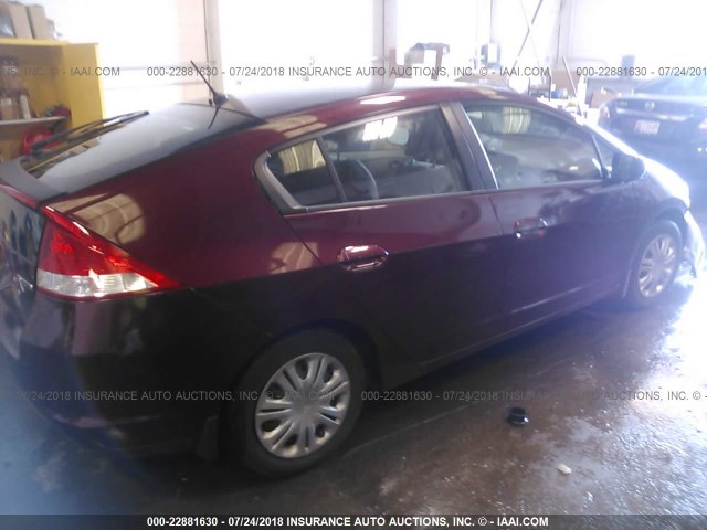 JHMZE2H54BS003753 - 2011 HONDA INSIGHT LX BURGUNDY photo 4