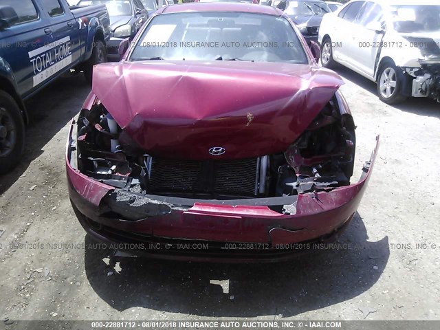 KMHHM66DX8U276058 - 2008 HYUNDAI TIBURON GS RED photo 6