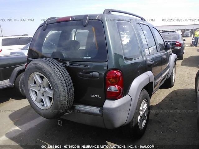 1J4GL48K23W600582 - 2003 JEEP LIBERTY SPORT/FREEDOM მწვანე ფოტო 4