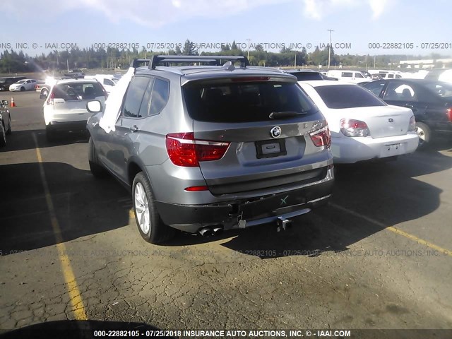 5UXWX9C55D0A14971 - 2013 BMW X3 XDRIVE28I GRAY photo 3