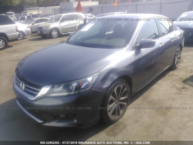 1HGCR2F51FA077501 - 2015 HONDA ACCORD SPORT GRAY photo 2