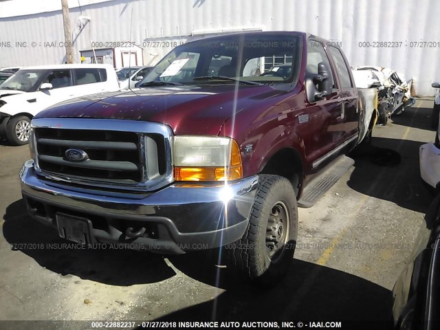 1FTSW31S7YED30032 - 2000 FORD F350 SRW SUPER DUTY RED photo 2