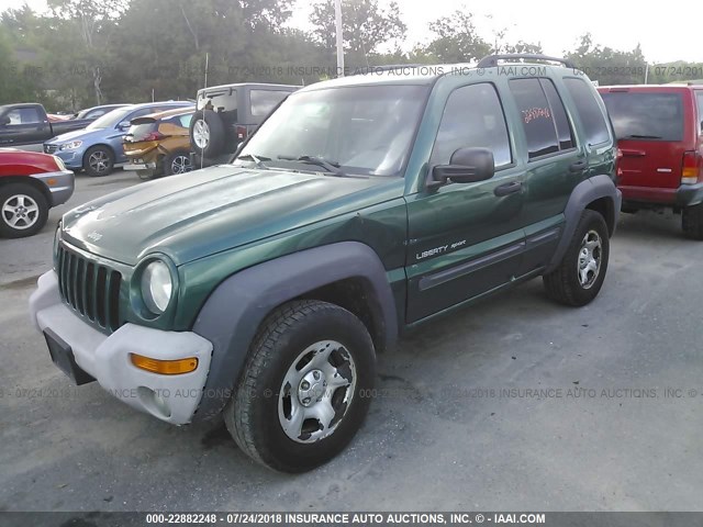 1J4GL48KX3W706326 - 2003 JEEP LIBERTY SPORT/FREEDOM GREEN photo 2