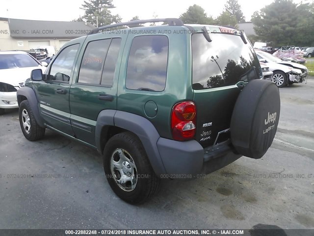 1J4GL48KX3W706326 - 2003 JEEP LIBERTY SPORT/FREEDOM GREEN photo 3