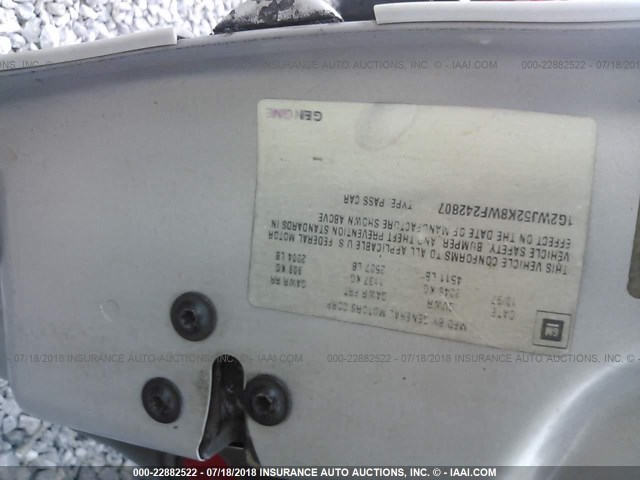 1G2WJ52K8WF242807 - 1998 PONTIAC GRAND PRIX SE 灰色 照片 9