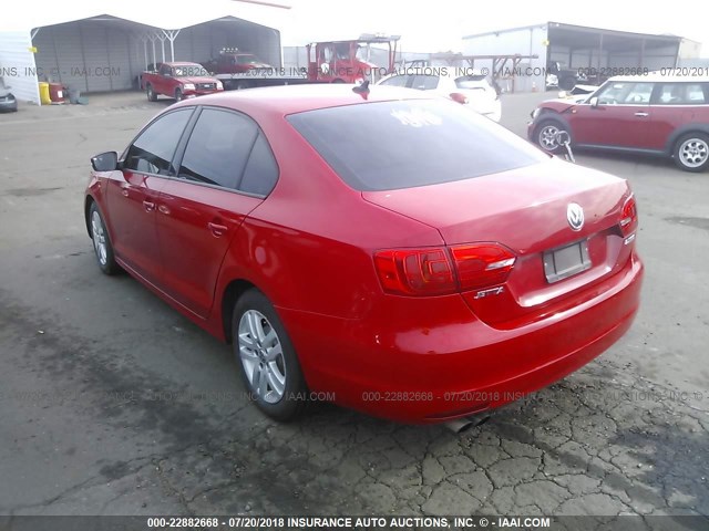 3VWDX7AJXCM339392 - 2012 VOLKSWAGEN JETTA SE RED photo 3