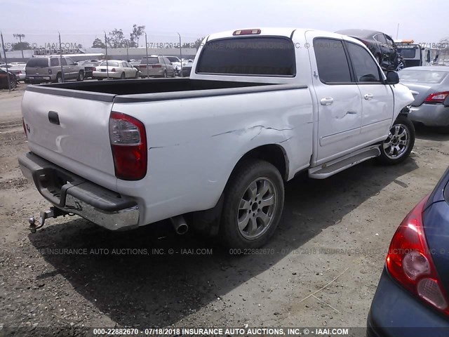 5TBET34186S522763 - 2006 TOYOTA TUNDRA DOUBLE CAB SR5 WHITE photo 4