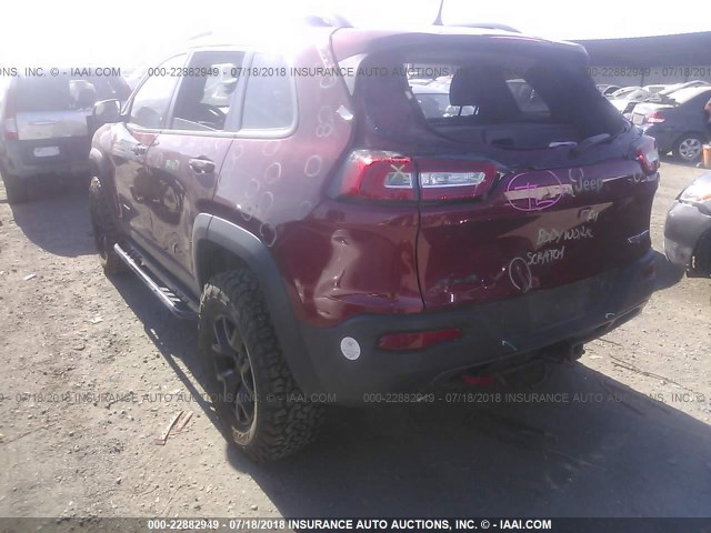 1C4PJMBS4GW331933 - 2016 JEEP CHEROKEE TRAILHAWK MAROON photo 3