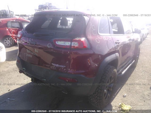 1C4PJMBS4GW331933 - 2016 JEEP CHEROKEE TRAILHAWK MAROON photo 4