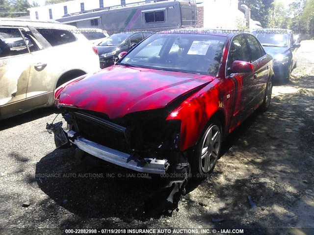 WAUAF78EX8A026412 - 2008 AUDI A4 2.0T RED photo 2