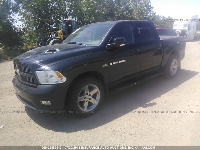 1C6RD7MT3CS335844 - 2012 DODGE RAM 1500 SPORT BLACK photo 2