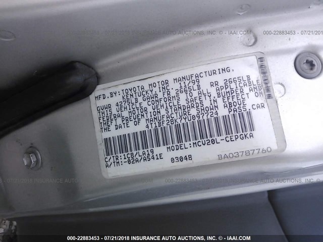 4T1BF28K7YU097724 - 2000 TOYOTA CAMRY LE/XLE GOLD photo 9