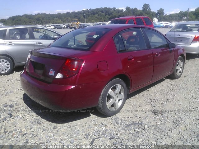 1G8AL55B77Z158404 - 2007 SATURN ION LEVEL 3 RED photo 4