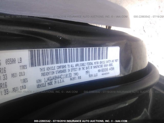 1J4GW48N44C110133 - 2004 JEEP GRAND CHEROKEE LAREDO/COLUMBIA/FREEDOM 黑色 照片 9