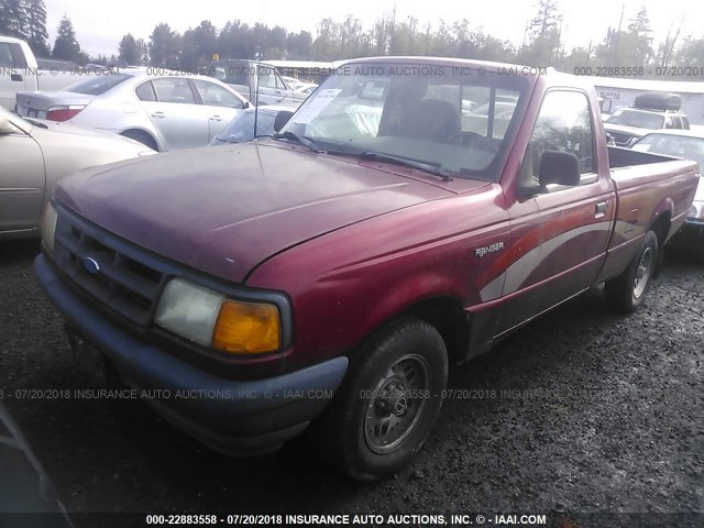 1FTCR10U3PPA19221 - 1993 FORD RANGER RED photo 2