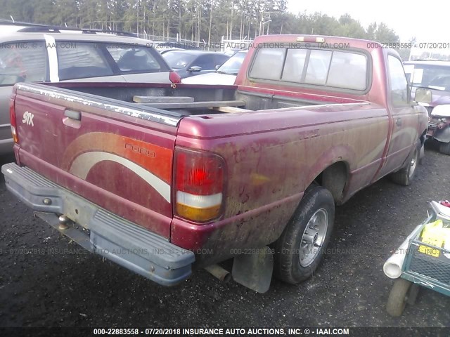 1FTCR10U3PPA19221 - 1993 FORD RANGER RED photo 4