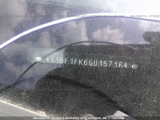 4T1BF1FK6GU157164 - 2016 TOYOTA CAMRY LE/XLE/SE/XSE SILVER photo 9