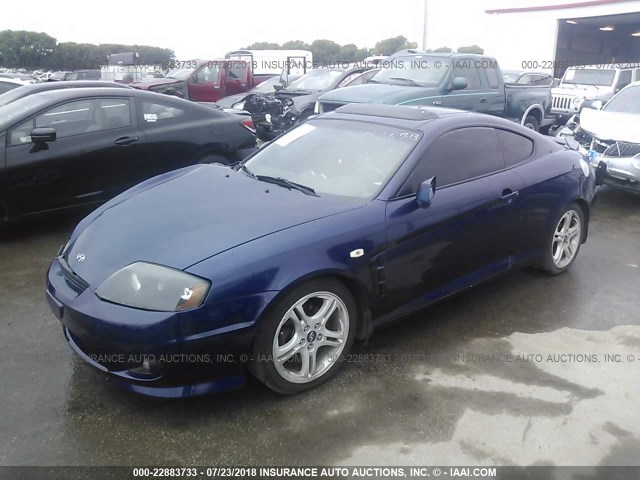 KMHHN65F36U227569 - 2006 HYUNDAI TIBURON GT/SE/GT LIMITED BLUE photo 2