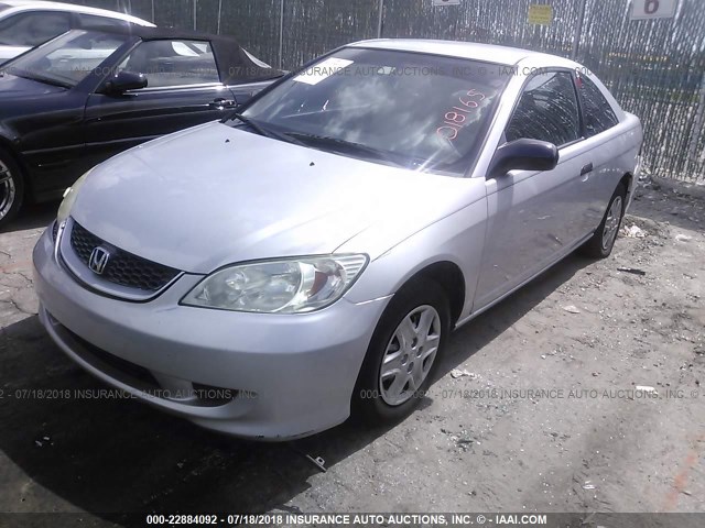 1HGEM21164L018165 - 2004 HONDA CIVIC DX VP SILVER photo 2