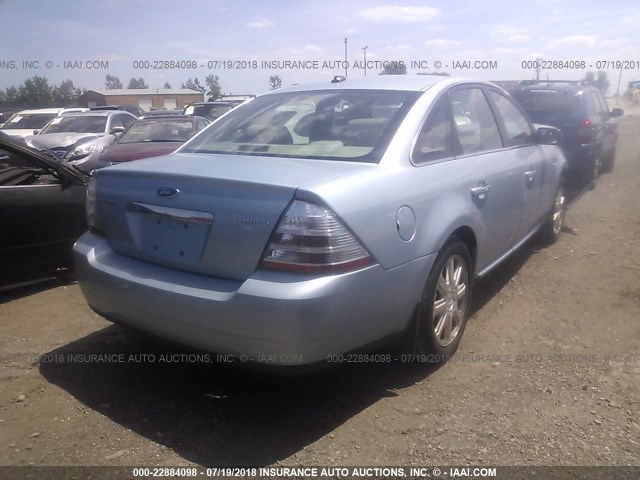 1FAHP25W88G121990 - 2008 FORD TAURUS LIMITED Light Blue photo 4