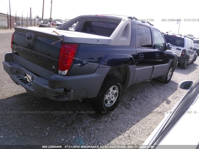 3GNEC12T94G299930 - 2004 CHEVROLET AVALANCHE C1500 BLUE photo 4